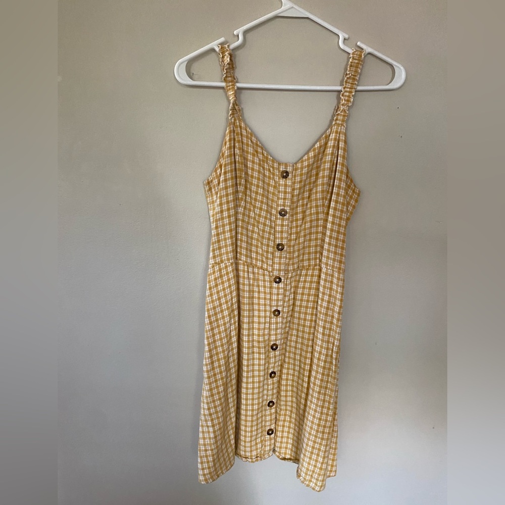 Hollister Gingham Midi Dress in Cream and White
